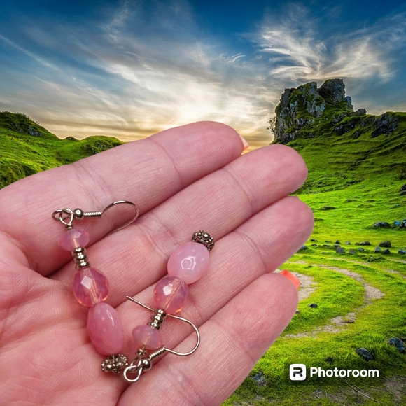 Handcrafted Czech Glass Beaded Earrings with Silver Accents - Picture 4 of 4